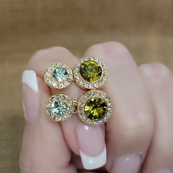 🔥LAST PAIR🔥 DAINTY PERIDOT AQUAMARINE HINGED DROP EARRINGS - Picture 6 of 7